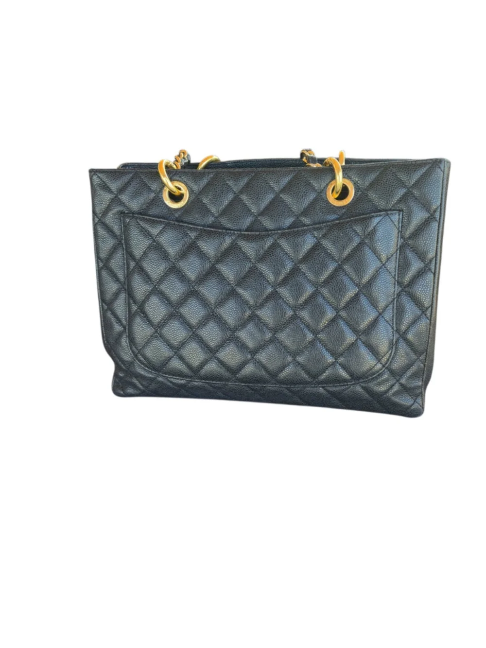 CHANEL Grand Shopping Tote GST Black Caviar Quilted Gold Hardware